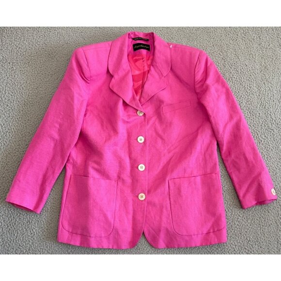 VTG Giorgio Sant Angelo Linen Blazer Hot Pink Lined Linen Blend - Picture 1 of 12